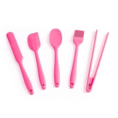 Imagem de Kit de Utensílios de Silicone com 5 peças Rosa - OIKOS