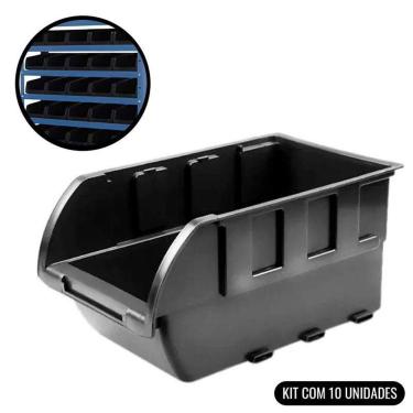 Imagem de Caixa Plástica N°3 Preta Porta Componentes Prática Kit 10 Peças 3P MARCON