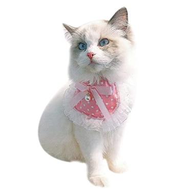 Imagem de Bandanas para cães Coleira para gatos Bandana para gatos com borda de renda Babadores para cães Fantasia para gatos Acessórios ajustáveis Respiráveis