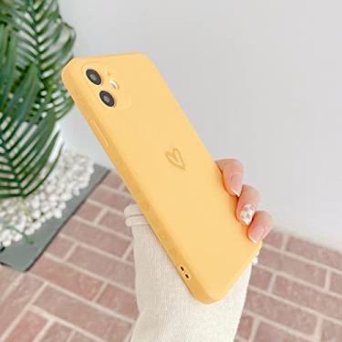 Imagem de Capa de telefone colorida de amor doce para iphone 11 pro max 12 mini xs se 2020 x xr 7 8 plus quadrado borda reta capa macia de silicone, amarelo, para iphone 12pro max