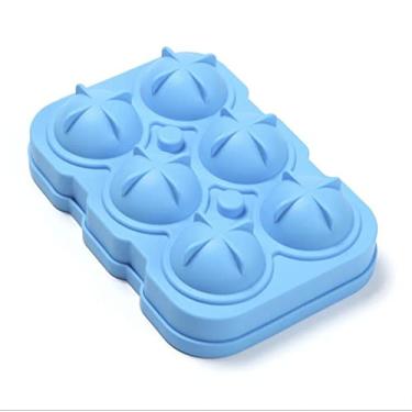 Imagem de Bandeja de cubo de gelo molde de bola de gelo molde de cubo de gelo de silicone acessórios de vara redonda uísque gelo 45mm restaurante ferramenta de cozinha uísque coquetel molde de cubo de gelo (cor: azul celeste)
