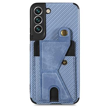 Imagem de Estojo de moldura para Samsung Galaxy S22 S21 S20 FE S10 Plus Note 20 Ultra A73 A53 A72 A52 Capa Titular de Cartão Magnético, Azul Céu, Para Galaxy S22