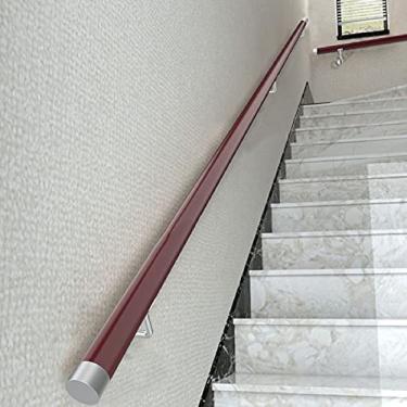 Imagem de Kit Bannister de corrimão de escada para crianças com deficiência, suporte de trilho de mão de segurança montado na parede com aderência de aço inoxidável antiderrapante trilhos de escadas internas, marrom, 1 m (3,3 pés), Collector88