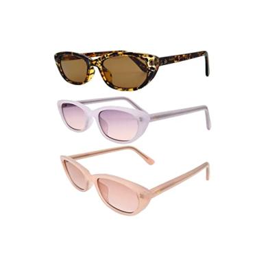 Imagem de Lilaccie Óculos de sol pequeno, UV400, modelo tendência fashion, candy color lilás, candy color rosê, cor tartaruga