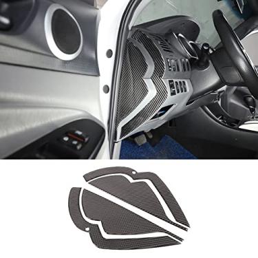 Imagem de PIUGILH Acabamento de moldura interna de fibra de carbono macio da frente da fileira da frente apto para Toyot*a Tacom*a 2011 2012 2013 2014 2015, adesivos de almofada de porta acessórios interiores de carro