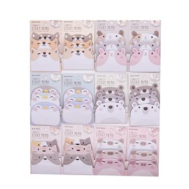 Imagem de Blocos de notas fofos de animais de desenho animado Kawaii conjunto de blocos de notas adesivos blocos de notas marcador de página para notebook escritório casa material escolar (12 unidades)