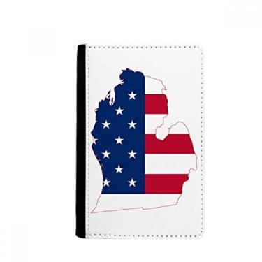 Imagem de Michigan America USA Map Stars Tripes Flag Passport Holder Notecase Burse Wallet Cover Card Purse, Multicolor