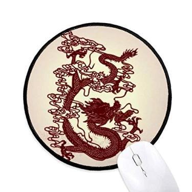Imagem de DIYthinker Mouse pad retrato animal dragão chinês desktop escritório tapete redondo para computador