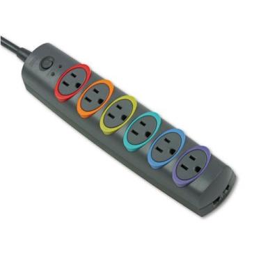 Imagem de Kensington : SmartSockets Color-Coded Strip Surge Protector, 6 Outlets, 8ft Crd -:- Sold as 2 Packs of - 1 - / - Total of 2 Each