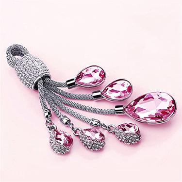 Imagem de YJADHU Porta-chaves de couro masculino feminino chaveiro capa completa para chave de carro, apto para Buick Chevrolet Cruze Opel Vauxhall Insígnia Mokka Encore, chaveiro rosa