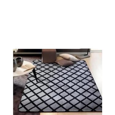 Imagem de Tapete Flannel Sala Quarto Luxo Macio 2,00x1,40 preto branco