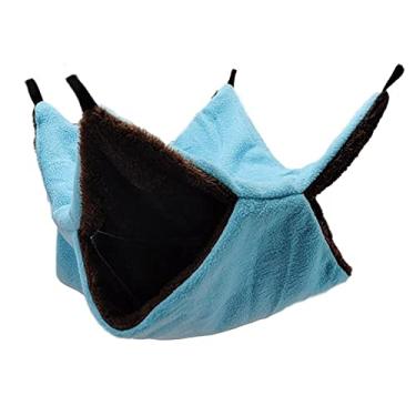 Imagem de Rede para Ratos Cama Quente de Pelúcia Dupla Grossa para Casa de Hamster Saco de Dormir Canteiros de Árvore Pendurados Gaiola de Hamster Porquinho da Índia (Azul)