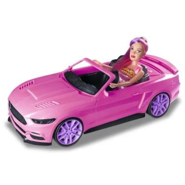 Imagem de Carrinho Rosa Conversível Flash Girl Tipo Barbie Com Boneca - Lua De C