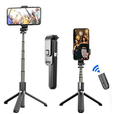 Imagem de Selfie Stick Tripé com Controle Remoto,Tripé extensível para celular com suporte giratório de 360° - Suporte de celular sem fio para gravação de vídeo ao vivo Enjovdery