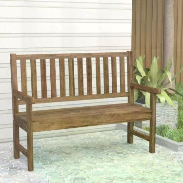 Imagem de Banco de Jardim Rústico de Madeira 2 Lugares com Encosto Móveis Meneghetti Envelhecido