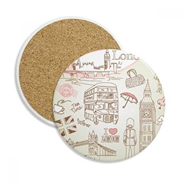 Imagem de Porta-copos de cerâmica I Love London Britain Big Ben Bus Stone Drink para caneca presente 2 peças