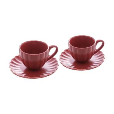 Imagem de Conjunto De 2 Xícaras Para Café Com Pires Em Porcelana 90 Ml Pétala Wo