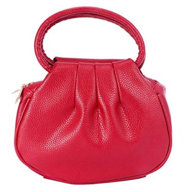 Imagem de Bolsa feminina Valicclud em poliuretano de cor sólida bolsa de mão para moedas, carteira moderna para compras (vermelha), Balconette, Vermelho, S