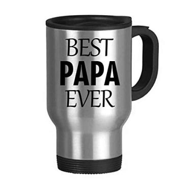 Imagem de Caneca de viagem Best Papa Ever com citação do Dia dos Pais em aço inoxidável copo de carro copo térmico