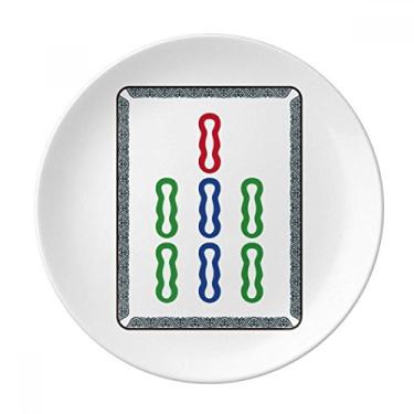 Imagem de Mahjong Barra de bambu 7 azulejos padrão prato decorativo de porcelana salver louça de jantar