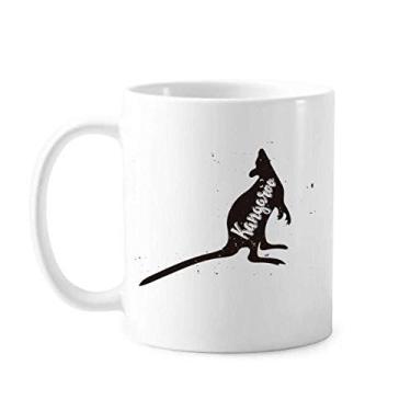 Imagem de Canguru Caneca de cerâmica preta e branca de animal, copo de porcelana de café