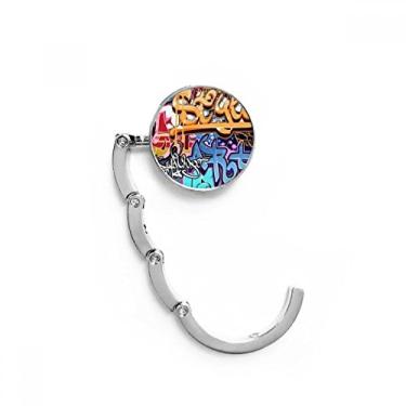 Imagem de Gancho de mesa de rua colorido com estampa de caveira, grafite, gancho decorativo com fecho dobrável