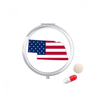 Imagem de Nebraska USA Mapa Estrelas Listras Bandeira em Forma de Pílula Caixa de Armazenamento de Remédio Dispensador de Recipiente