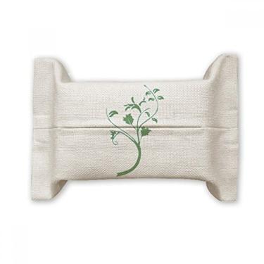 Imagem de Bolsa de linho de algodão para lenços faciais com flores e galhos verdes