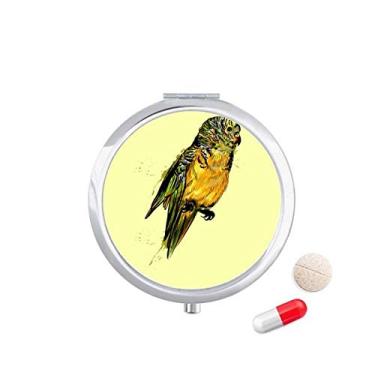 Imagem de Porta-comprimidos de papagaio amarelo Budgie para armazenamento de remédios