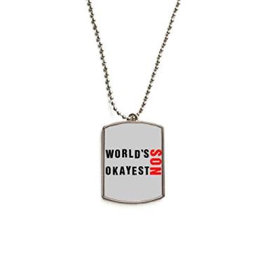 Imagem de DIYthinker World's Okayest Son Best Citação Colar com pingente de etiqueta de cachorro de aço inoxidável