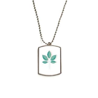 Imagem de DIYthinker Colar com pingente de etiqueta de cachorro de aço inoxidável verde folha plana
