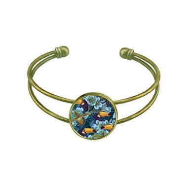 Imagem de Bracelete retrô de orquídea com estampa contínua de animal quadrado de pássaro aberto