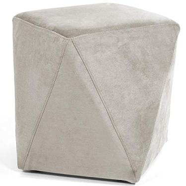 Imagem de Puff Decorativo Para Sala de Estar Ametista D02 Veludo Bege C-309 - Lyam Decor