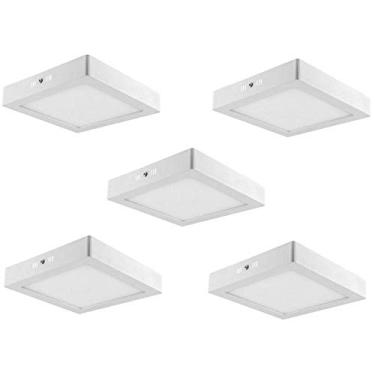 Imagem de Kit 5 Luminária Plafon Led De Sobrepor 24 Watts Quadrada Branco Frio 6000K