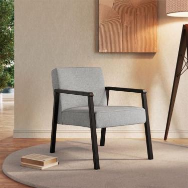 Imagem de Poltrona Slim Poliéster Cinza Claro e Preta