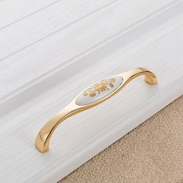 Imagem de Puxador de cerâmica com flor de ouro, armário simples, maçaneta da porta, puxadores antigos, ferragem, 731,128 MM GP