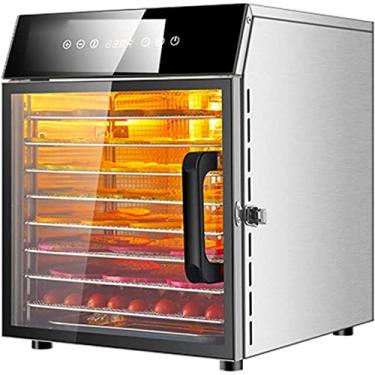 Imagem de Desidratador de alimentos de aço inoxidável com 8 bandejas, máquina de secar frutas comercial com temporizador de painel de toque e controle de termostato, para secagem de carnes e vegetais de frutas
