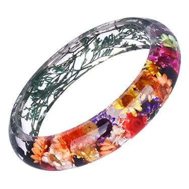 Imagem de MonkeyJack Bracelete feminino feito à mão com flores secas de plástico e resina - multicor 1