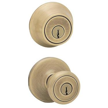 Imagem de Kwikset 96950-164 695T5CP6ALRCSK6 Botão de entrada Tylo, latão antigo