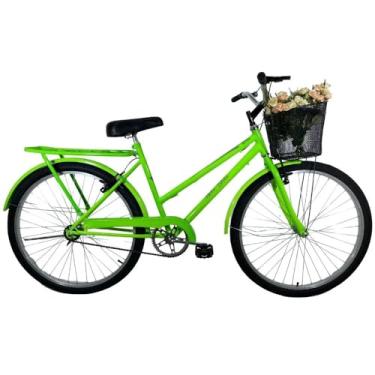 Imagem de Bicicleta Retrô Aro 26 Freio V-Brake Cesta Verde Neon