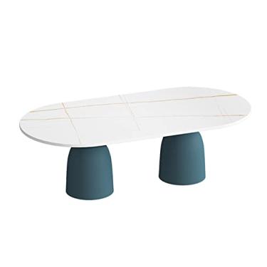 Imagem de Mesa lateral oval ardósia mesa lateral escritório sala de estar sofá lateral decorativa mesa de centro moderna decoração criativa mesa de centro para sala de estar