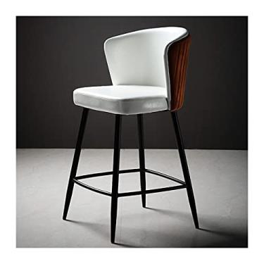 Imagem de Banquetas de bar nórdico minimalista alto PU banquetas de bar de luxo casa macia encosto cadeiras de bar lazer banquinho alto móveis cadeiras de bar (cor: A1 65cm)