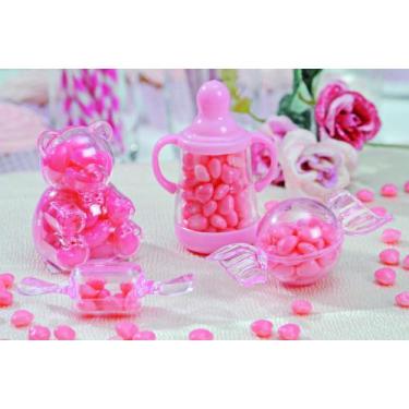 Imagem de 8 Potinho Mini Mamadeira Com Alca Rosa Decoração Festas - Cromus