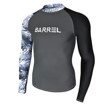 Imagem de Letuwj Conjuntos Rash Guard Terno de Surf Masculino Fato de Banho de Mergulho Manga Longa Proteção Solar Roupa de Banho Secagem Rápida Cinza Cinza Claro Manga Top XL