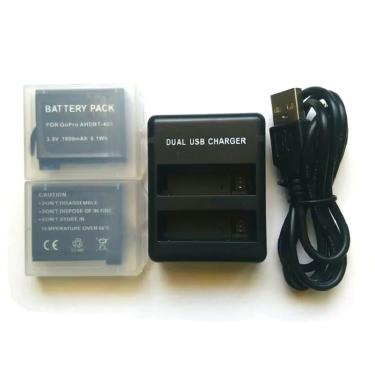 Imagem de Battery Case para Gopro Hero 4  3.8V  USB  DUAL Charger  Silver  Black  Action Accessories
