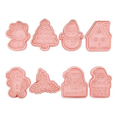 Imagem de 8 pçs/conjunto moldes de biscoito de Halloween 3D desenhos animados pressionáveis molde de biscoito de Natal biscoito cozinha assar pastelaria ferramenta de assar moldes de torta de mão
