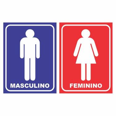 Imagem de Kit Placas Sinalizadoras Banheiro Masculino Feminino Pvc