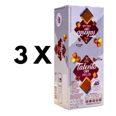 Imagem de Chocolate Talento Diet Garoto- 3 Caixas C/ 15Un De 25G Cada