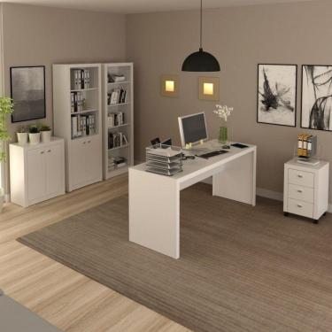Imagem de Conjunto Home Office 5 Peças com 1 Mesa 1 Balcão 1 Armário 1 Estante 1 Gaveteiro Espres...