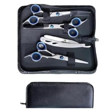 Imagem de Kit Barbeiro Aço Inox Cabeleireiro Tesouras Navalha Pentes Barbearia Corte Masculino Profissional Barbeiro Cabeleireiro - UpShop (Prata)